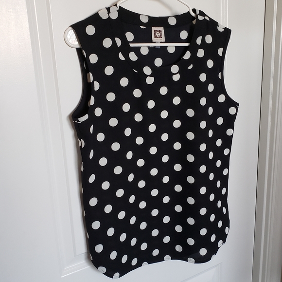 Anne Klein Polka Dot U-Neck Blouse - Picture 5 of 11